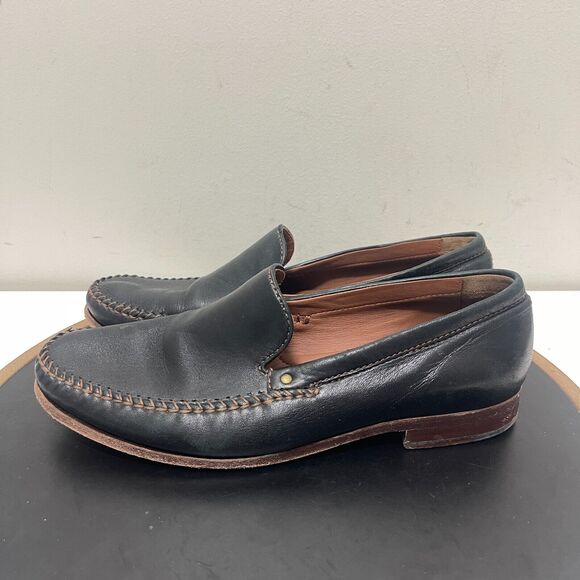 H.S. Trask Shoes Mens 9.5M Handsewn Loafers‎ Black Leather Slip On Driving Moc main image 4